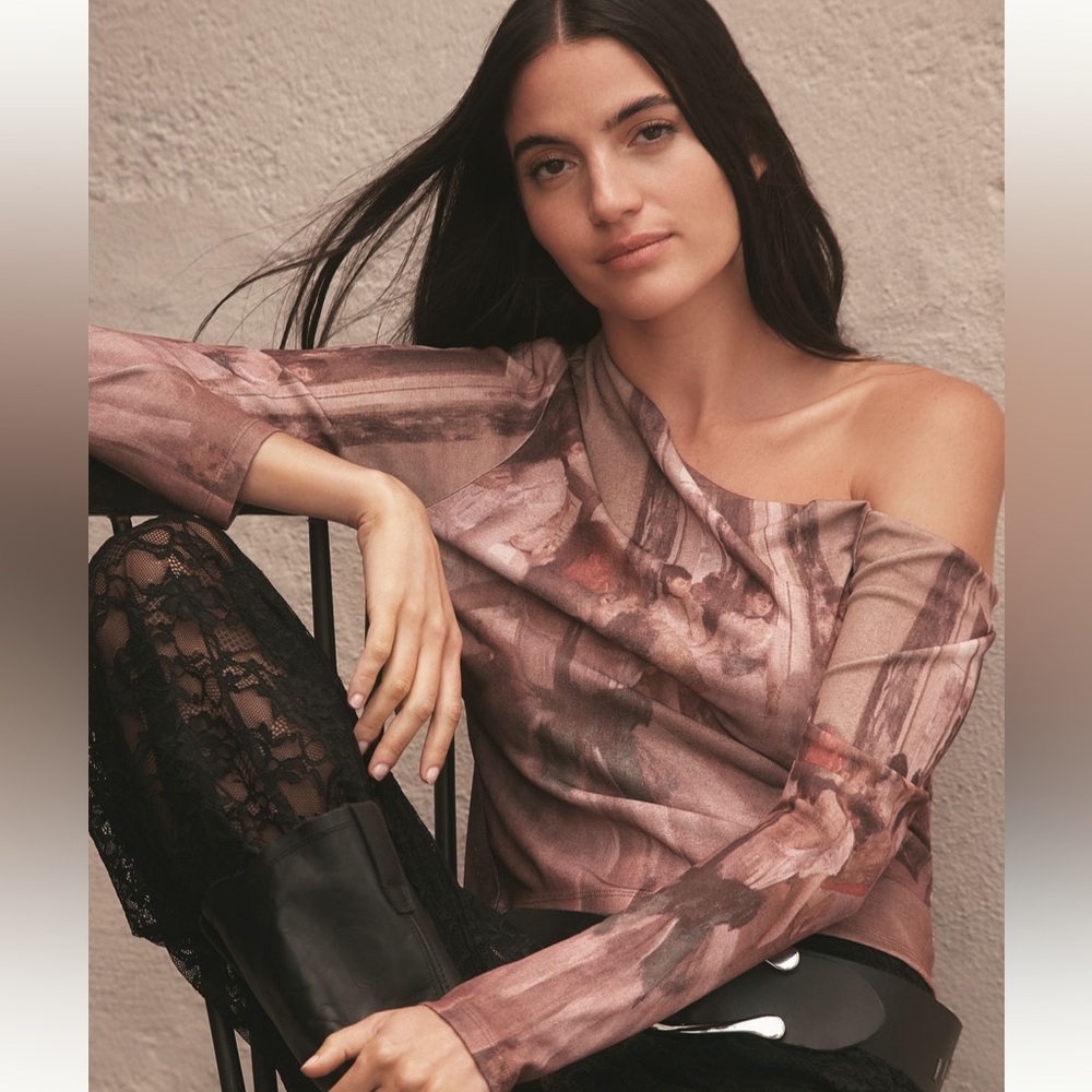 By Anthropologie Degas Print Off-shoulder top, M